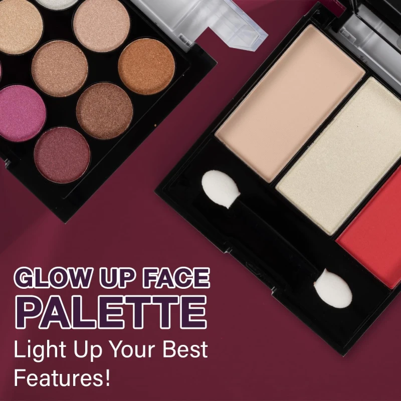 Hilary Rhoda Glow Up Face Palette | Face Palette with Blush, Highlighter, Face Powder & Eyeshadows | Highly Pigmented Face Palette | Available in 4 Variants | 20.6g (Shade 03) - Thumbnail 3